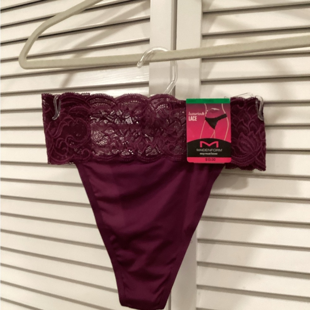 Maidenform Deep Purple Lace Thong NWTs